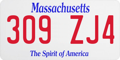 MA license plate 309ZJ4