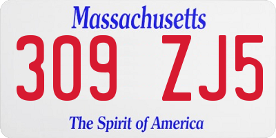 MA license plate 309ZJ5