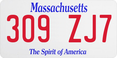 MA license plate 309ZJ7