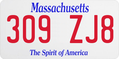MA license plate 309ZJ8