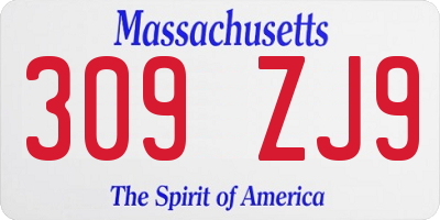 MA license plate 309ZJ9