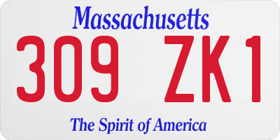 MA license plate 309ZK1