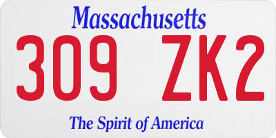 MA license plate 309ZK2