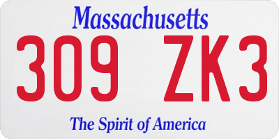 MA license plate 309ZK3