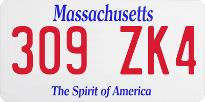 MA license plate 309ZK4