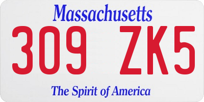 MA license plate 309ZK5