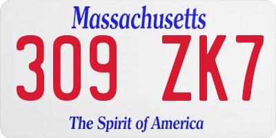 MA license plate 309ZK7