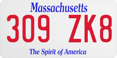 MA license plate 309ZK8