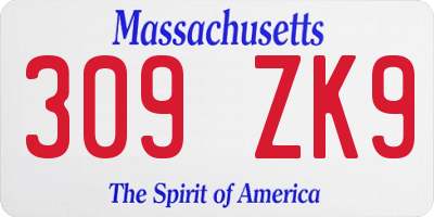 MA license plate 309ZK9