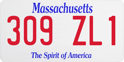 MA license plate 309ZL1