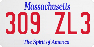 MA license plate 309ZL3