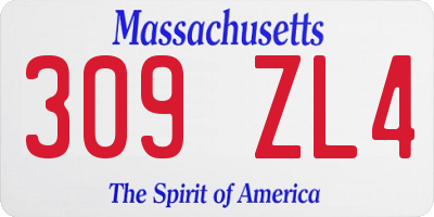 MA license plate 309ZL4