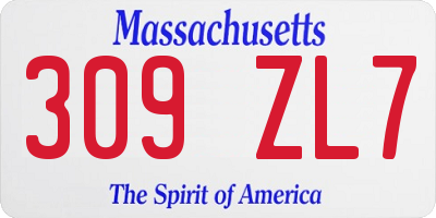MA license plate 309ZL7