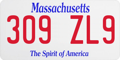 MA license plate 309ZL9