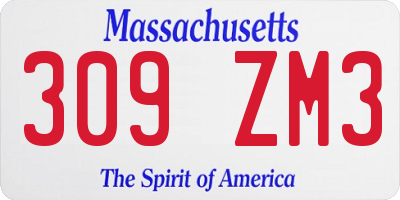 MA license plate 309ZM3