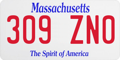 MA license plate 309ZN0