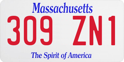 MA license plate 309ZN1