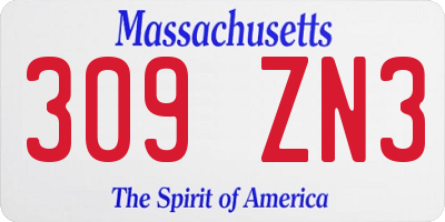MA license plate 309ZN3