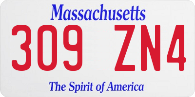 MA license plate 309ZN4