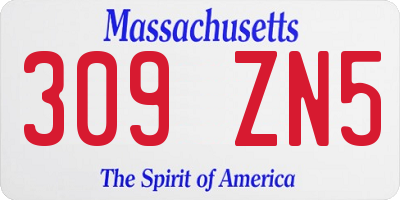 MA license plate 309ZN5