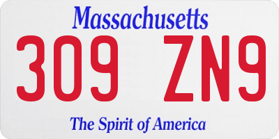MA license plate 309ZN9