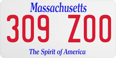 MA license plate 309ZO0