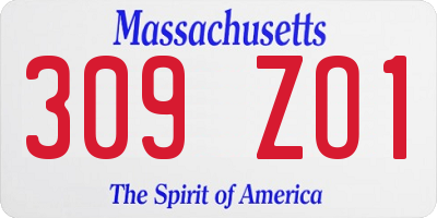 MA license plate 309ZO1