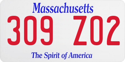 MA license plate 309ZO2