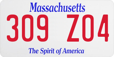 MA license plate 309ZO4