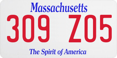 MA license plate 309ZO5