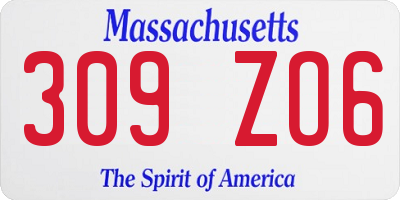 MA license plate 309ZO6