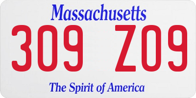 MA license plate 309ZO9