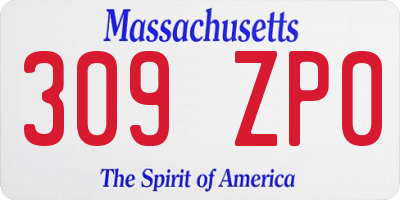 MA license plate 309ZP0
