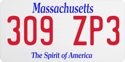 MA license plate 309ZP3