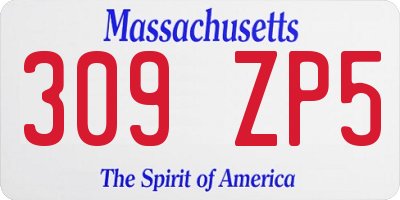MA license plate 309ZP5