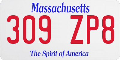 MA license plate 309ZP8