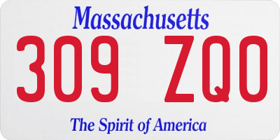 MA license plate 309ZQ0