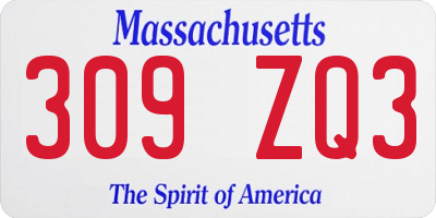 MA license plate 309ZQ3
