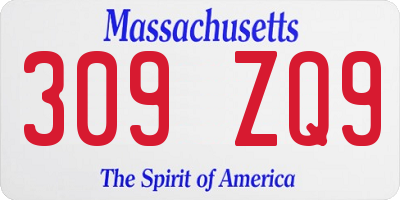 MA license plate 309ZQ9