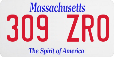 MA license plate 309ZR0