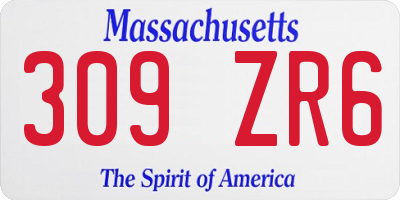 MA license plate 309ZR6