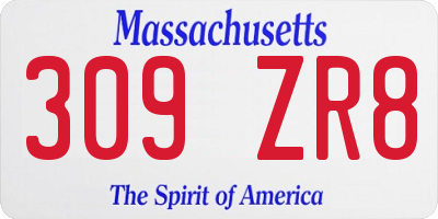 MA license plate 309ZR8