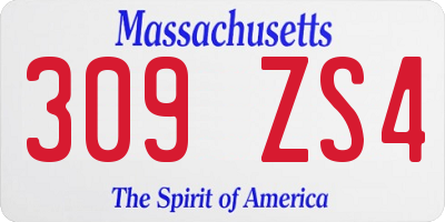 MA license plate 309ZS4
