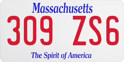 MA license plate 309ZS6