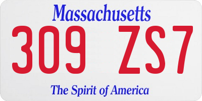 MA license plate 309ZS7