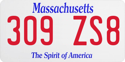 MA license plate 309ZS8