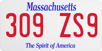MA license plate 309ZS9