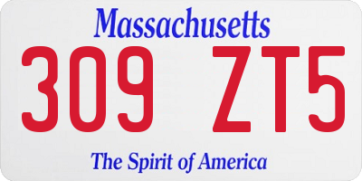 MA license plate 309ZT5