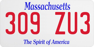 MA license plate 309ZU3