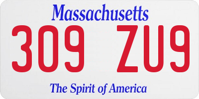 MA license plate 309ZU9